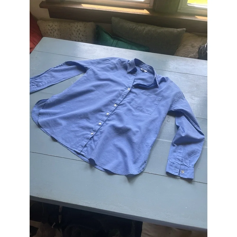 J.Jill Periwinkle Blue Collared Button Down Shirt Soft Minimal Capsule Top - Picture 3 of 11